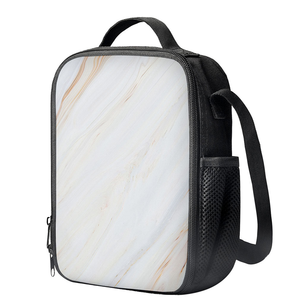 White Brown Smooth Marble Print Crossbody Lunch Bag