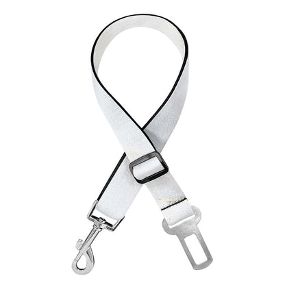 White Brown Smooth Marble Print Dog Seat Belt