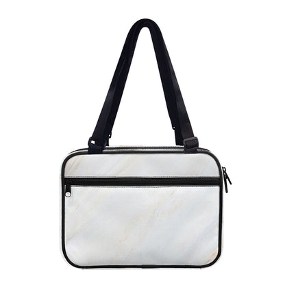 White Brown Smooth Marble Print Double Strap Bible Bag