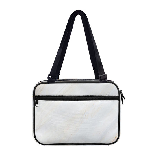 White Brown Smooth Marble Print Double Strap Bible Bag
