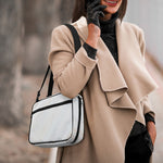 White Brown Smooth Marble Print Double Strap Bible Bag