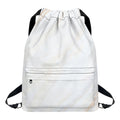 White Brown Smooth Marble Print Drawstring Backpack