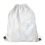 White Brown Smooth Marble Print Drawstring Bag