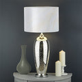 White Brown Smooth Marble Print Drum Lamp Shade