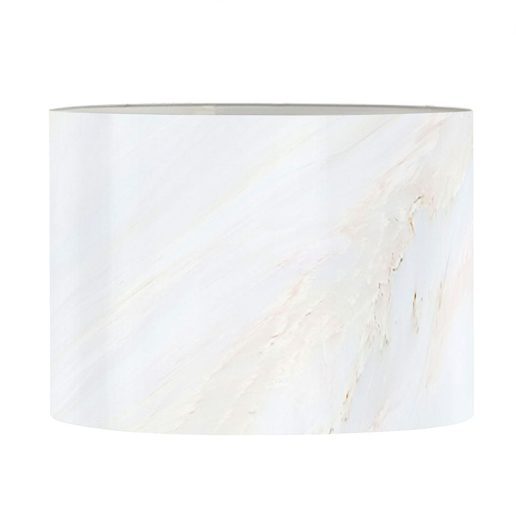 White Brown Smooth Marble Print Drum Lamp Shade