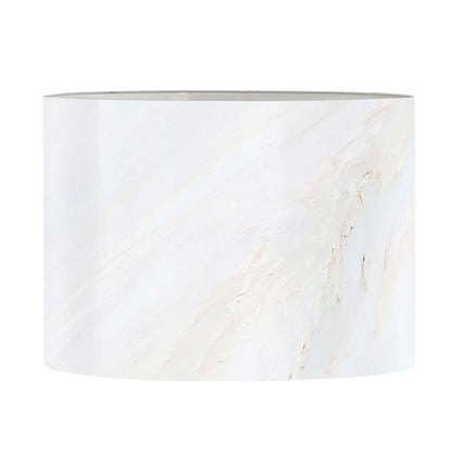 White Brown Smooth Marble Print Drum Lamp Shade