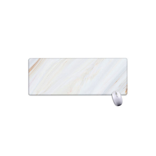 White Brown Smooth Marble Print Extended Mouse Pad