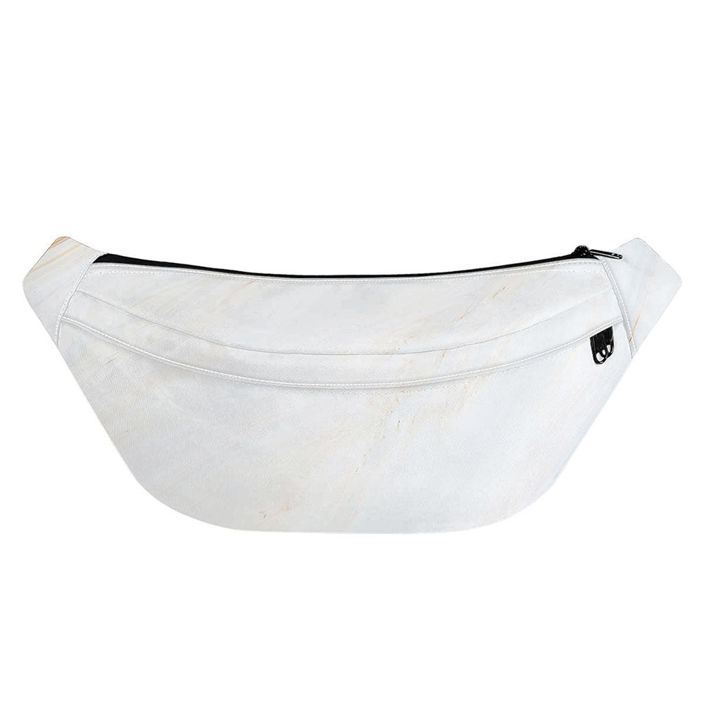 White Brown Smooth Marble Print Fanny Pack