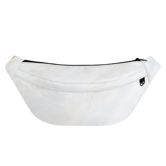 White Brown Smooth Marble Print Fanny Pack