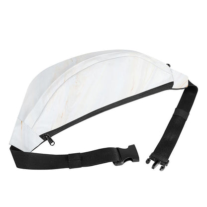 White Brown Smooth Marble Print Fanny Pack