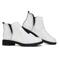White Brown Smooth Marble Print Flat Ankle Boots