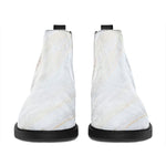 White Brown Smooth Marble Print Flat Ankle Boots