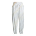 White Brown Smooth Marble Print Fleece Lined Knit Pants