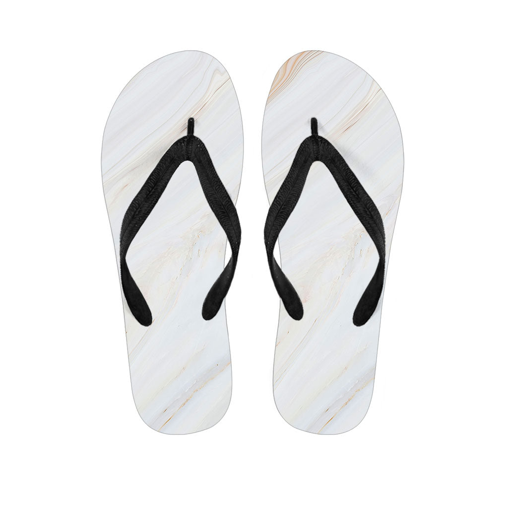 White Brown Smooth Marble Print Flip Flops