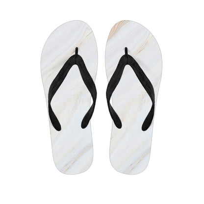 White Brown Smooth Marble Print Flip Flops