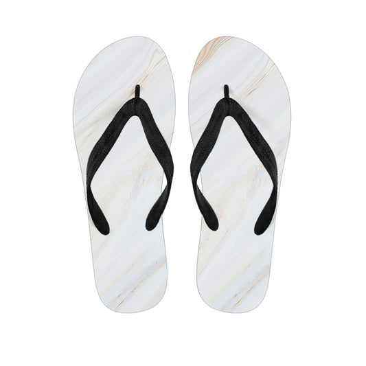 White Brown Smooth Marble Print Flip Flops
