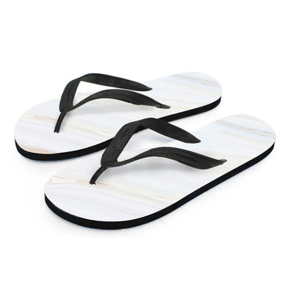 White Brown Smooth Marble Print Flip Flops