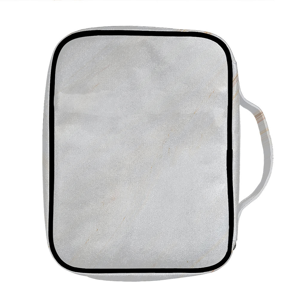 White Brown Smooth Marble Print Front Pocket Bible Bag