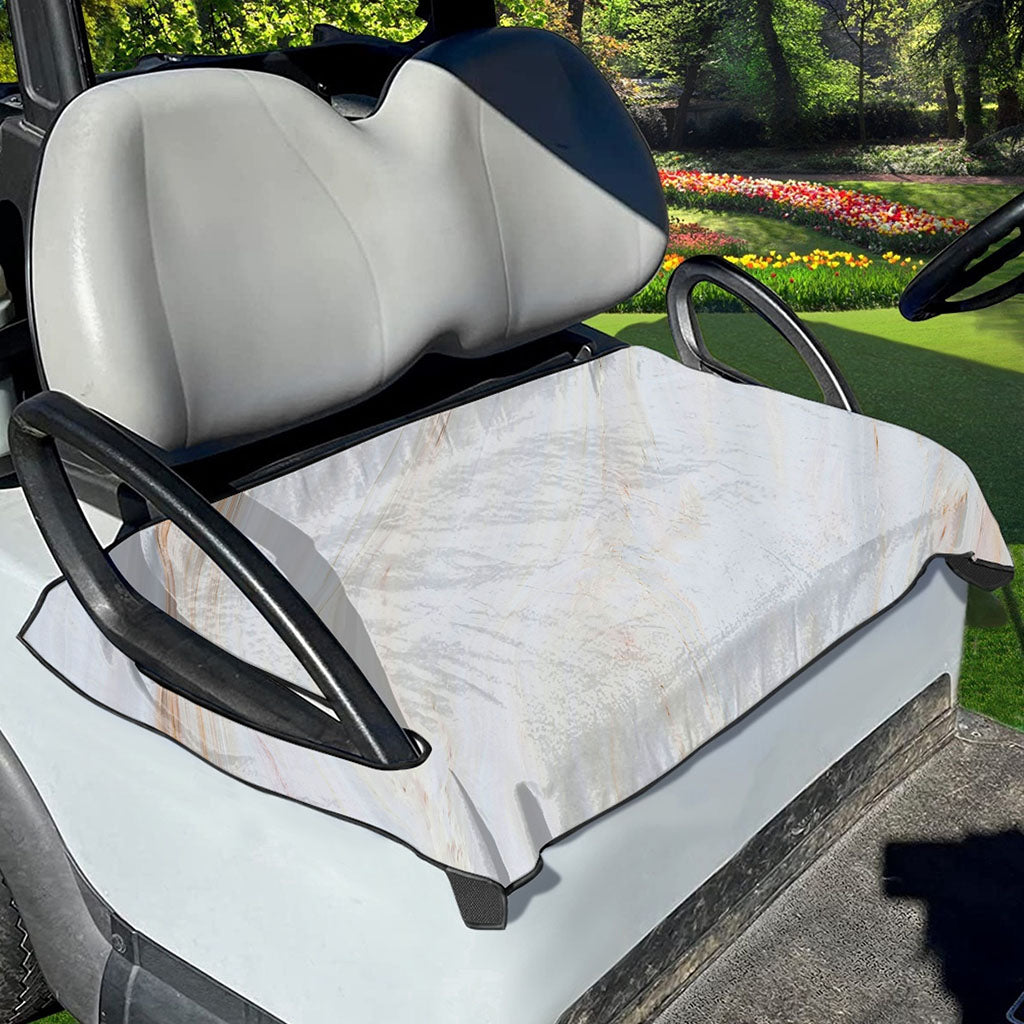 White Brown Smooth Marble Print Golf Cart Seat Cover