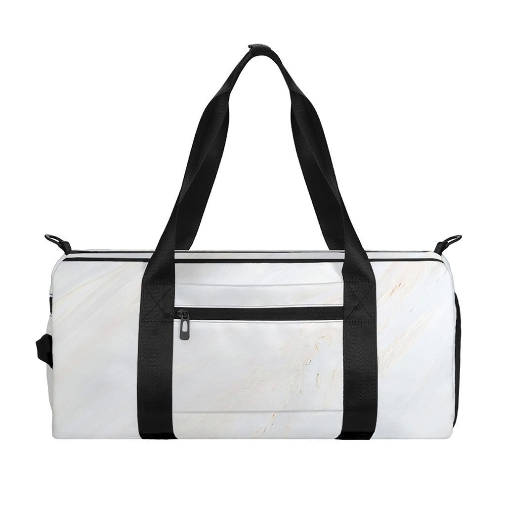 White Brown Smooth Marble Print Gym Bag