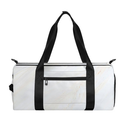 White Brown Smooth Marble Print Gym Bag