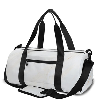 White Brown Smooth Marble Print Gym Bag