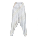 White Brown Smooth Marble Print Hammer Pants