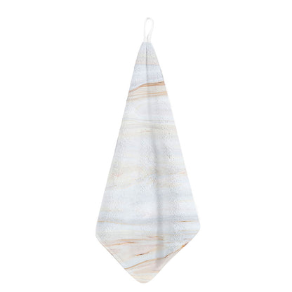 White Brown Smooth Marble Print Hand Towel