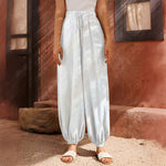 White Brown Smooth Marble Print Harem Pants