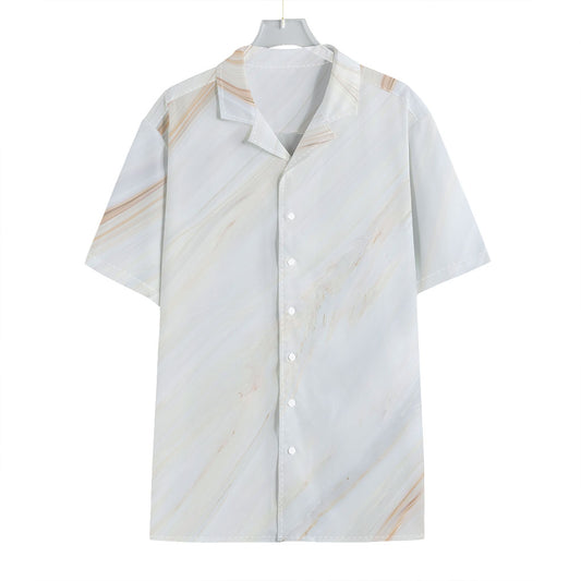 White Brown Smooth Marble Print Hawaiian Shirt