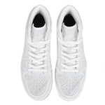 White Brown Smooth Marble Print High Top Leather Sneakers