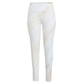 White Brown Smooth Marble Print High-Waisted Pocket Leggings