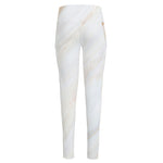 White Brown Smooth Marble Print High-Waisted Pocket Leggings