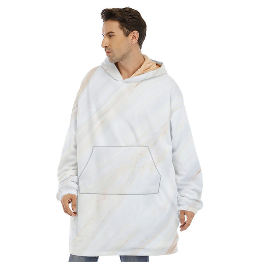 White Brown Smooth Marble Print Hoodie Blanket