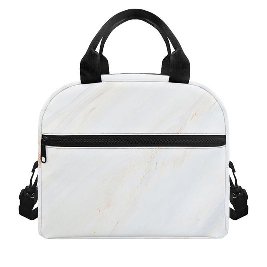 White Brown Smooth Marble Print Insulated Lunch Bag