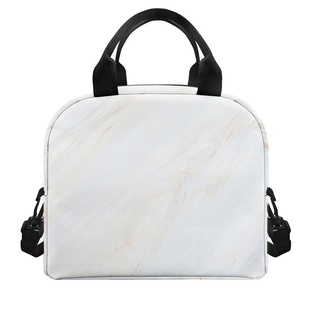 White Brown Smooth Marble Print Insulated Lunch Bag