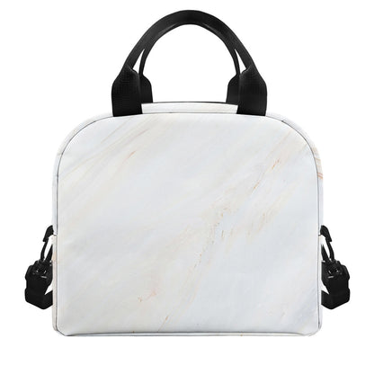 White Brown Smooth Marble Print Insulated Lunch Bag