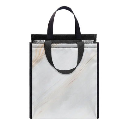 White Brown Smooth Marble Print Insulated Lunch Tote