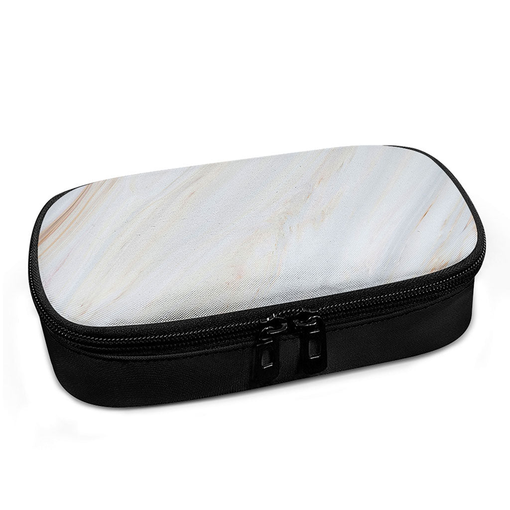 White Brown Smooth Marble Print Insulin Cooler Travel Case