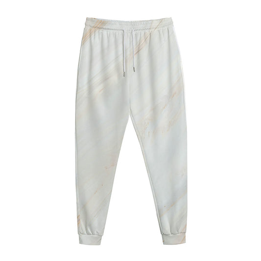 White Brown Smooth Marble Print Jogger Pants