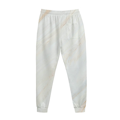 White Brown Smooth Marble Print Jogger Pants