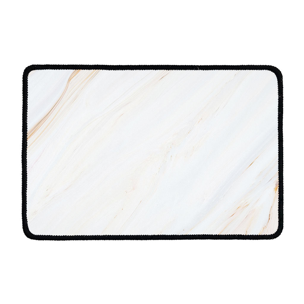 White Brown Smooth Marble Print Kitchen Mat