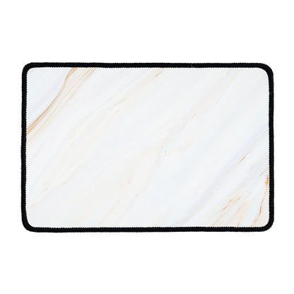 White Brown Smooth Marble Print Kitchen Mat