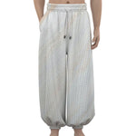 White Brown Smooth Marble Print Lantern Pants