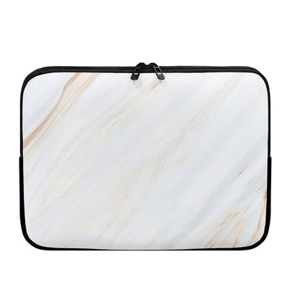 White Brown Smooth Marble Print Laptop Sleeve