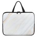 White Brown Smooth Marble Print Laptop Sleeve With Handle