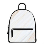 White Brown Smooth Marble Print Leather Backpack