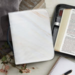 White Brown Smooth Marble Print Leather Bible Cover