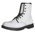 White Brown Smooth Marble Print Lace-Up Boots