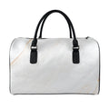 White Brown Smooth Marble Print Leather Duffel Bag